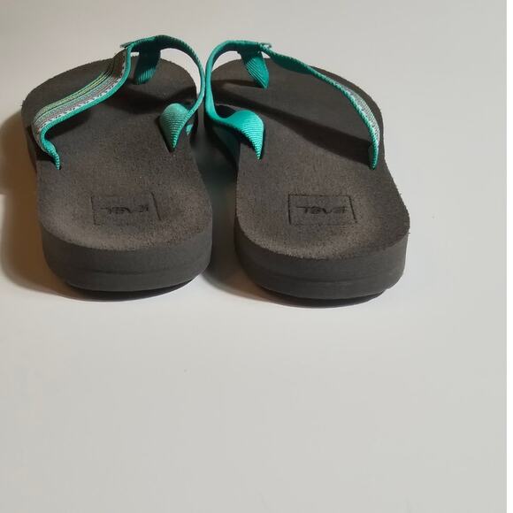 Teva Mush Flip Flop Out of Production Teal with Gray Sole 8 - Picture 3 of 4